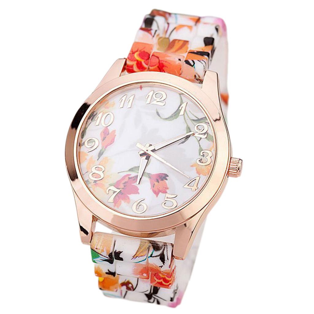 Women's Printed Watch,Fashionable-Quartz Ladies Floral Dial Wristwatch,Fashion Quartz-Analog Watch Thin Band Watches
