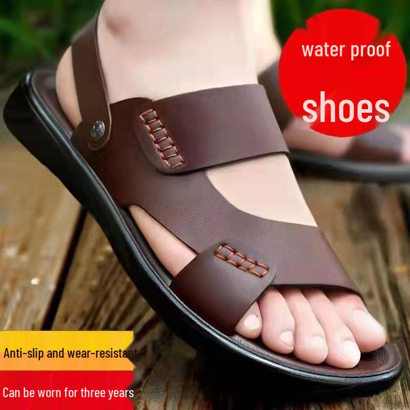 High-End Men's 2025 Trendy Dual-Use Sandals: Non-Slip, Casual, Summer Beach & Driving Slippers for Outdoor Wear.