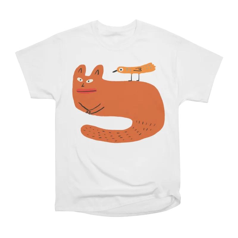 

Men Casual Shirts Short Sleeves FLUFFY RED CAT White Tees Oversized T-shirts S белый