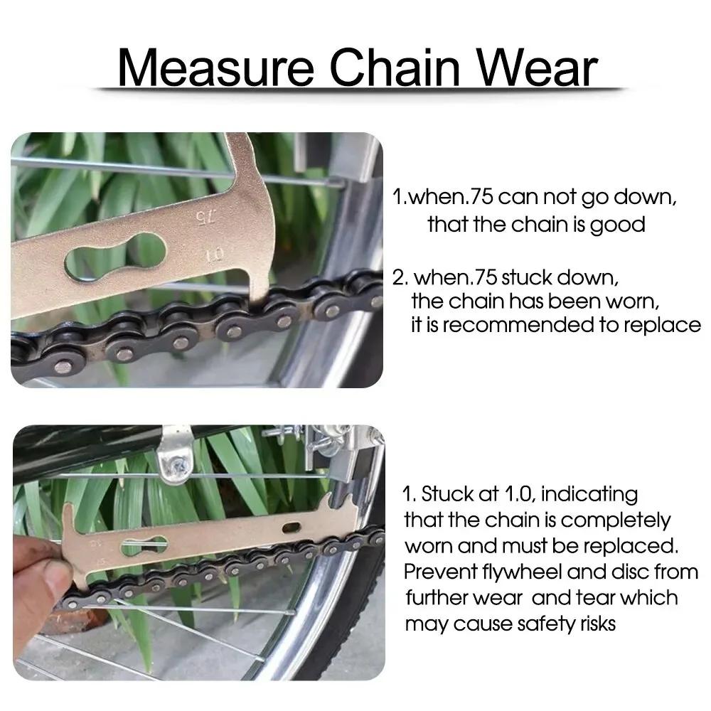 Bicycle Chain Wear Indicator Checker Mountain Road Bike Chains Gauge Measurement Ruler Cycling Replacement Repair Tool