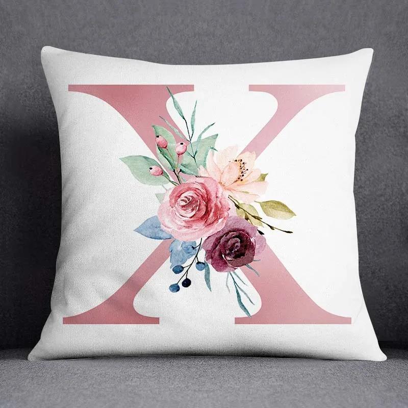 Office Living Room Home Pillowcase Simple Flower Letter Pattern Pillowcase Car Ornaments