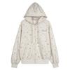Oversized Floral Print Hooded Zip-Up Sweatshirt Unisex Loose Fit Casual Top