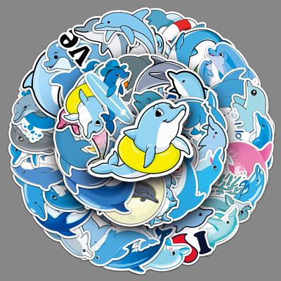50 Dolphin Doodle Marine Life Children's Rewards DIY Skateboard Mobile Case Suitcase Stickers Waterproof