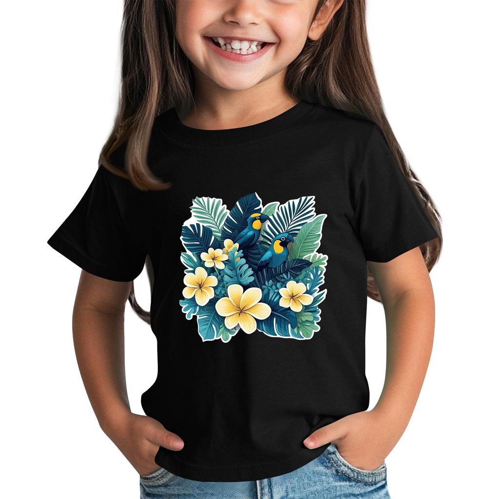 Mote for barn Daglig Trykket Rund hals Kortermet Casual T-skjorte Topp