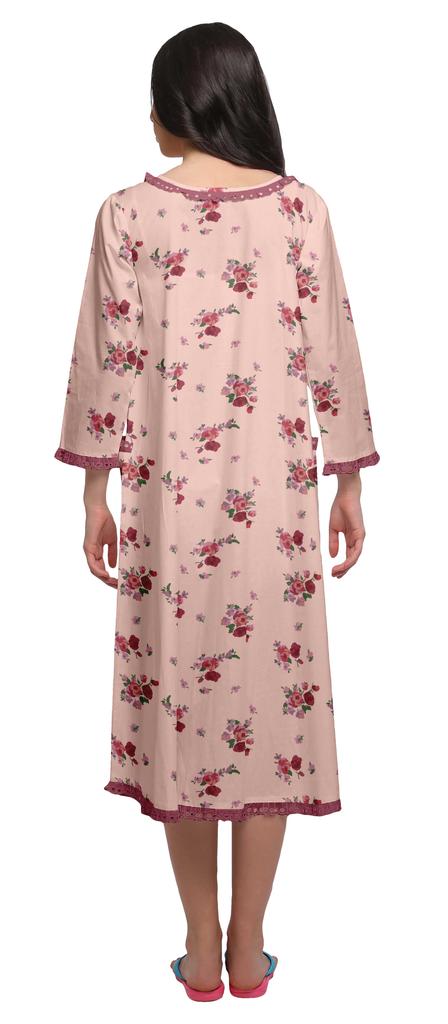 Moomaya Îmbrăcăminte de noapte din bumbac cu 3 4 mâneci imprimate pentru femei