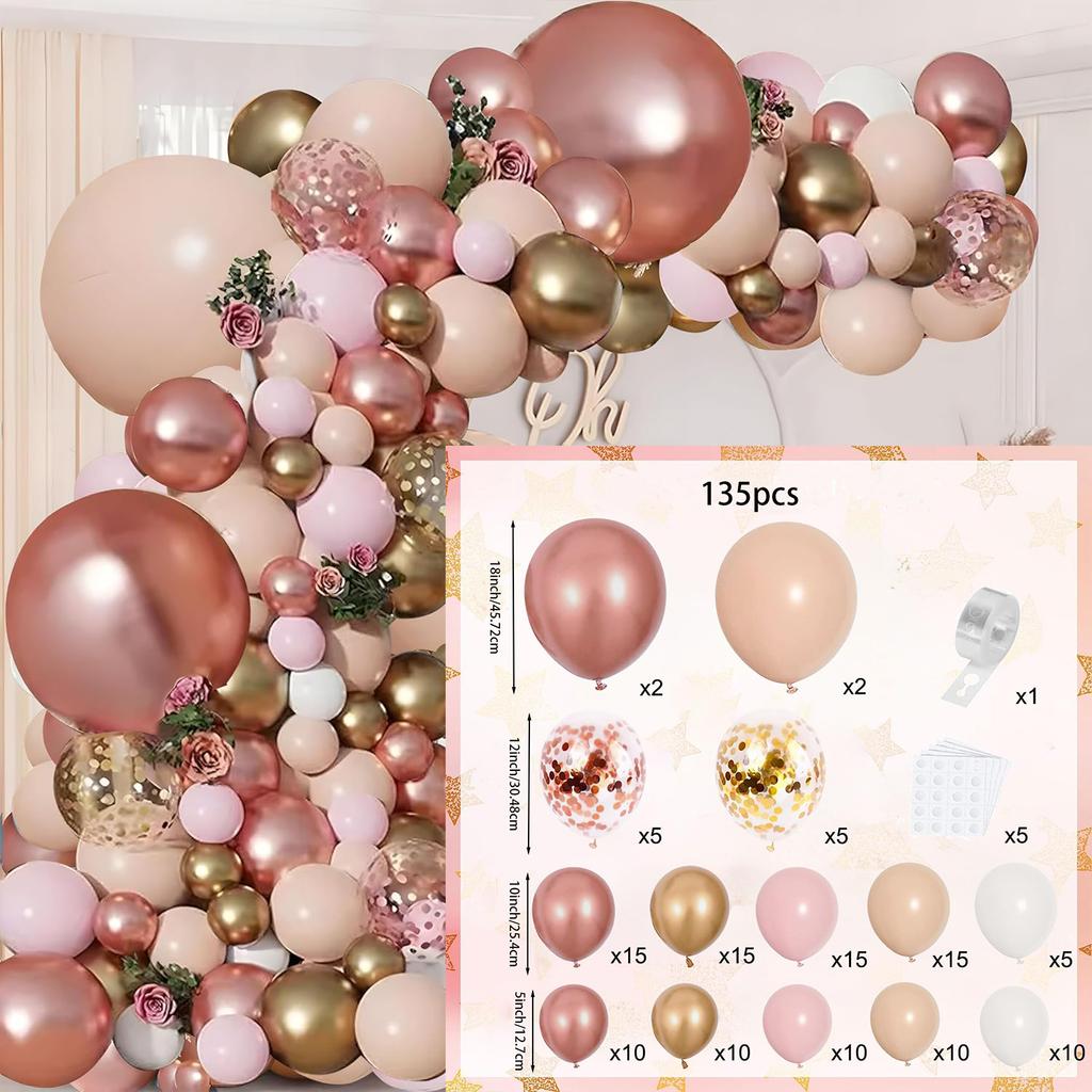 Dark Blue Gold White Metallic Rose Gold Pink Balloon Arch Set for Birthday Party Baby Shower Wedding Graduation Prom Decoration