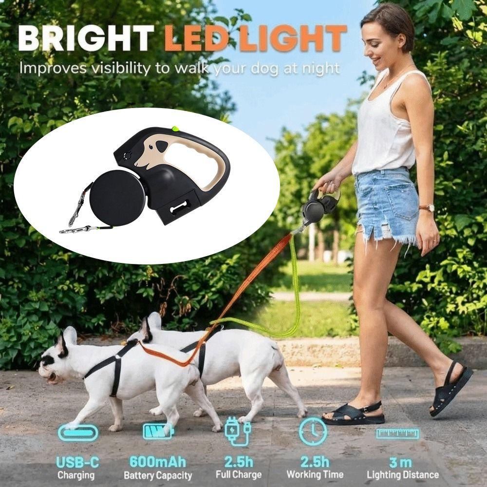 Reflective Dual Pet Leash No Mesyy Automatic Dog Walkies Lead  For Outdoor Walking