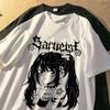 Maglietta da donna Harajuku Anime Maglietta oversize ampia Abbigliamento femminile Top grafico estivo per maglietta Cartoon Streetwear giapponese