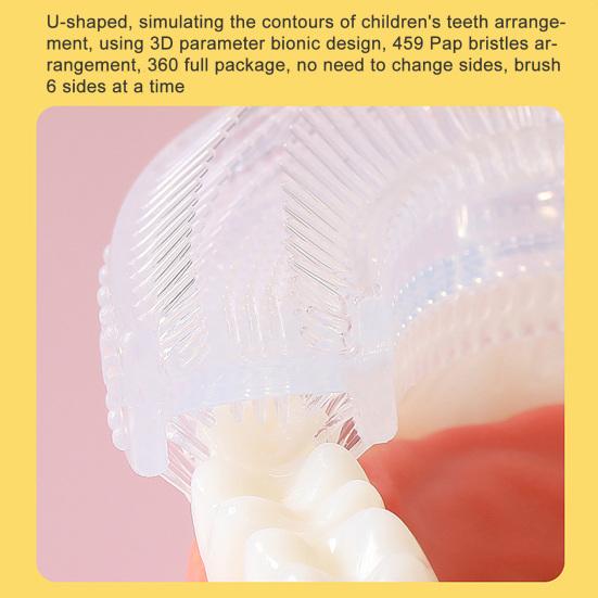 Convenient Baby Toothbrush Safe Use Silicone 360 Degree U-shaped Baby Tooth Brush for Daily Use