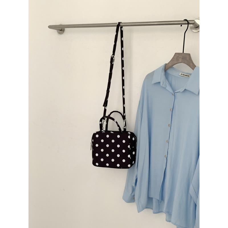 

Handbag summer new small square bag women s niche polka dot bowling oblique span bag чорний