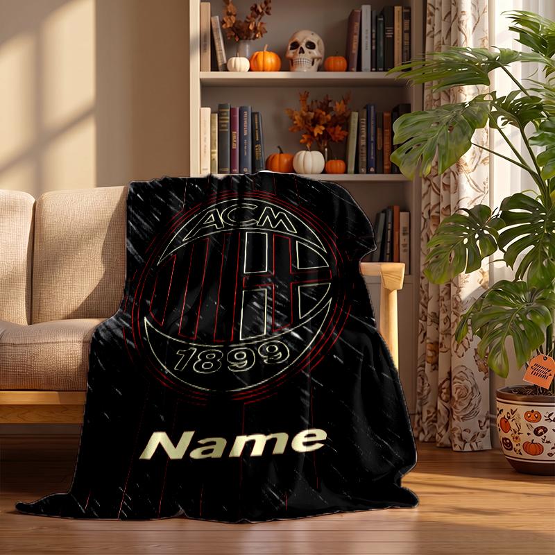 AC Milan Custom Flannel Blankets Soft Warm Cozy Throws for Home Decor Holiday Gifts