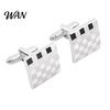 Classic Cufflinks 1 Pair Men Polished Smooth Surface Rhinestones Inlaid Rectangle Shirt Round Twist Shape Suit Button Replacement Accessories