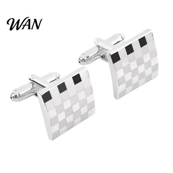 Classic Cufflinks 1 Pair Men Polished Smooth Surface Rhinestones Inlaid Rectangle Shirt Round Twist Shape Suit Button Replacement Accessories