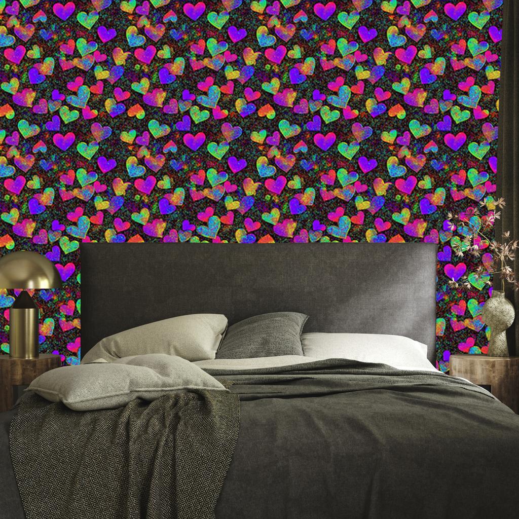 Neon Glitter Hearts Wallpaper Purple and Burgundy 50x1000
