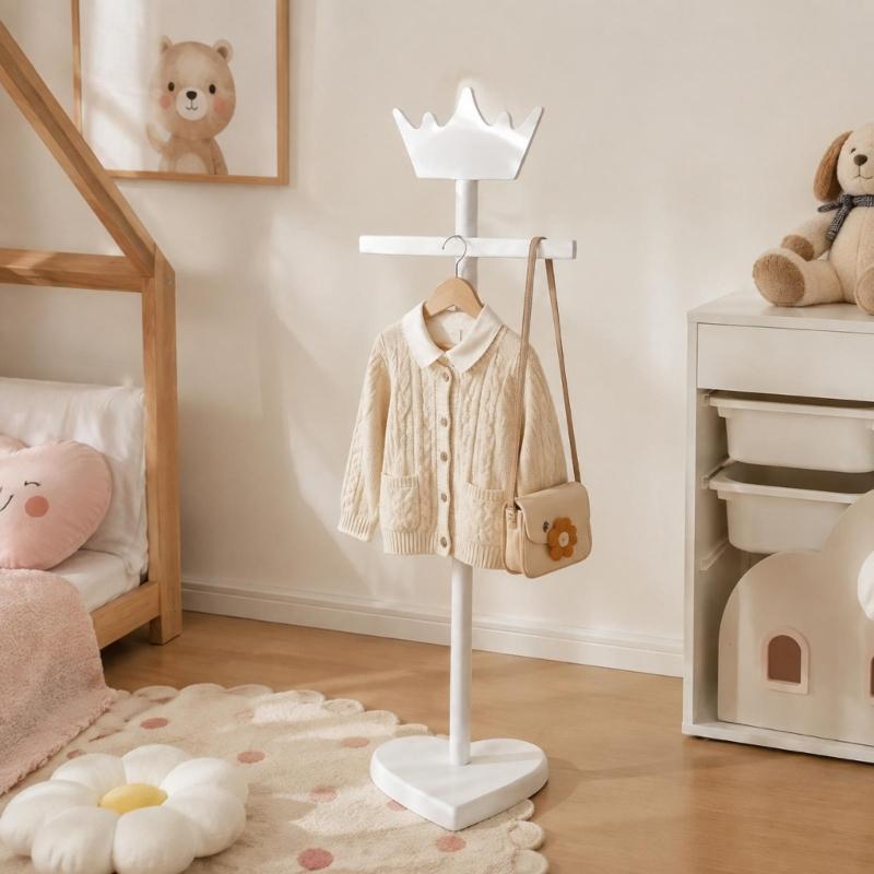 Wooden Baby Clothing Rack 2-Pack, Freestanding Hanging Stations, Baby Shower Centerpiece, Display Stand Hanger for Coat, Dresses, Uniforms, Hats, and