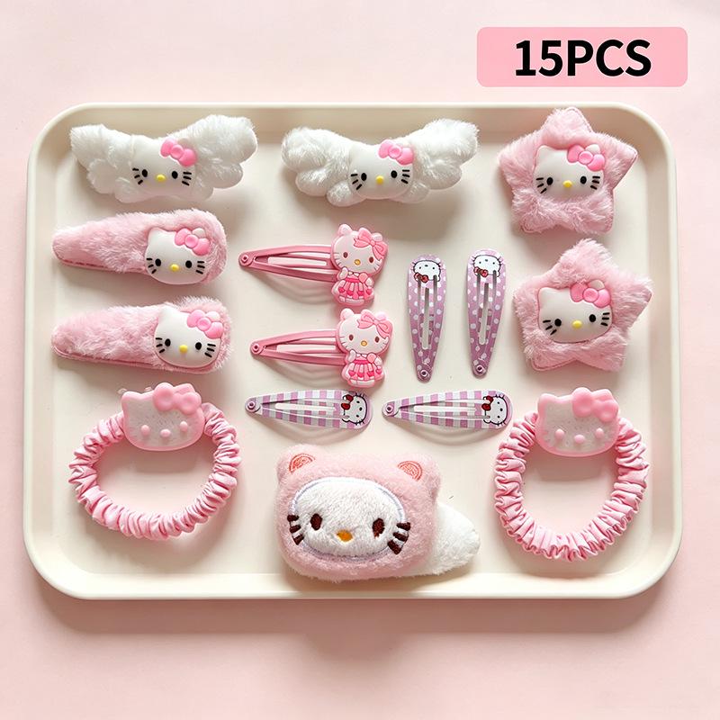 Pink 50-Piece Cute Hair Clip Set: Sweet Girly Japanese Cartoon Bangs Accessories