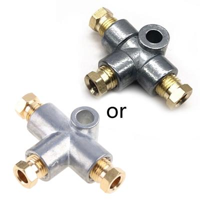 Zinc Alloy Brake Line Tee 3 Way T-Shape Brake Tee With 3 Male Nuts Short Union M10 3/16in Pipe 10mm