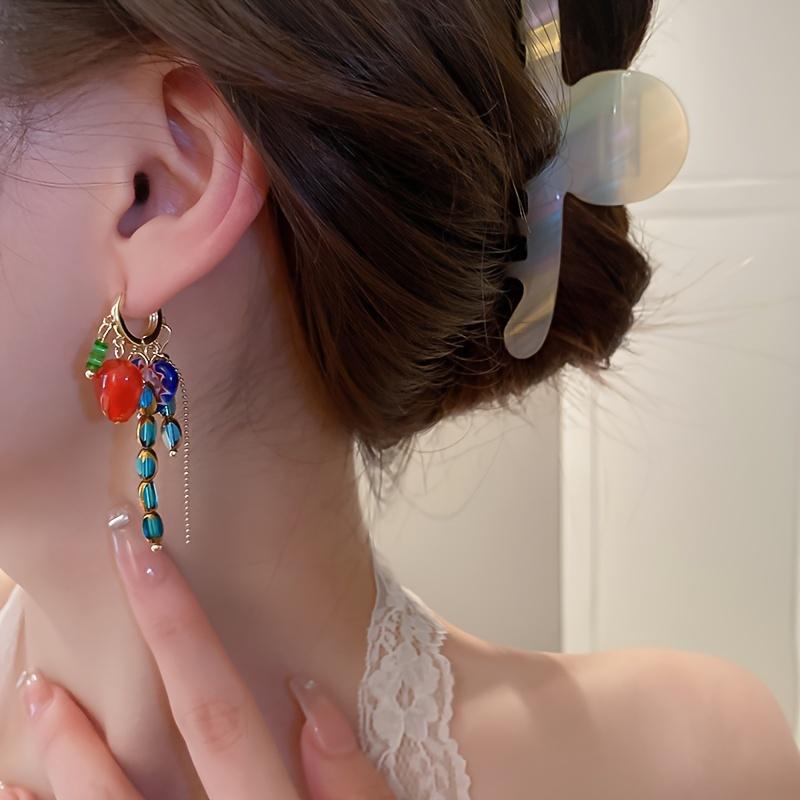 1 Pair Floral Heart Vintage Distressed Ethnic Style Tassel Daily All-Match Ear Studs