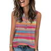 Women's Casual Fashion Summer Print Tank Top V-neck Sleeveless Button Up Top