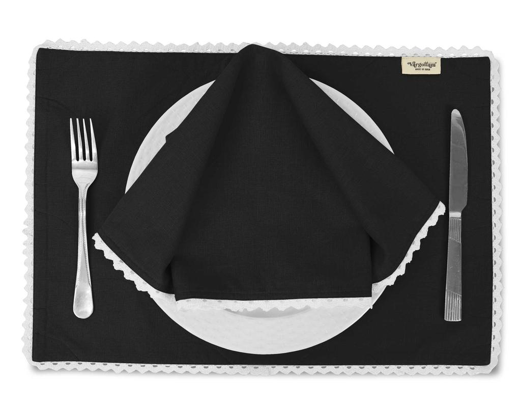Vargottam Schwarz Einfarbig Heimdekor Waschbar Wendbar Spitze Essplatzsets Mit Servietten Set-Pack Von
