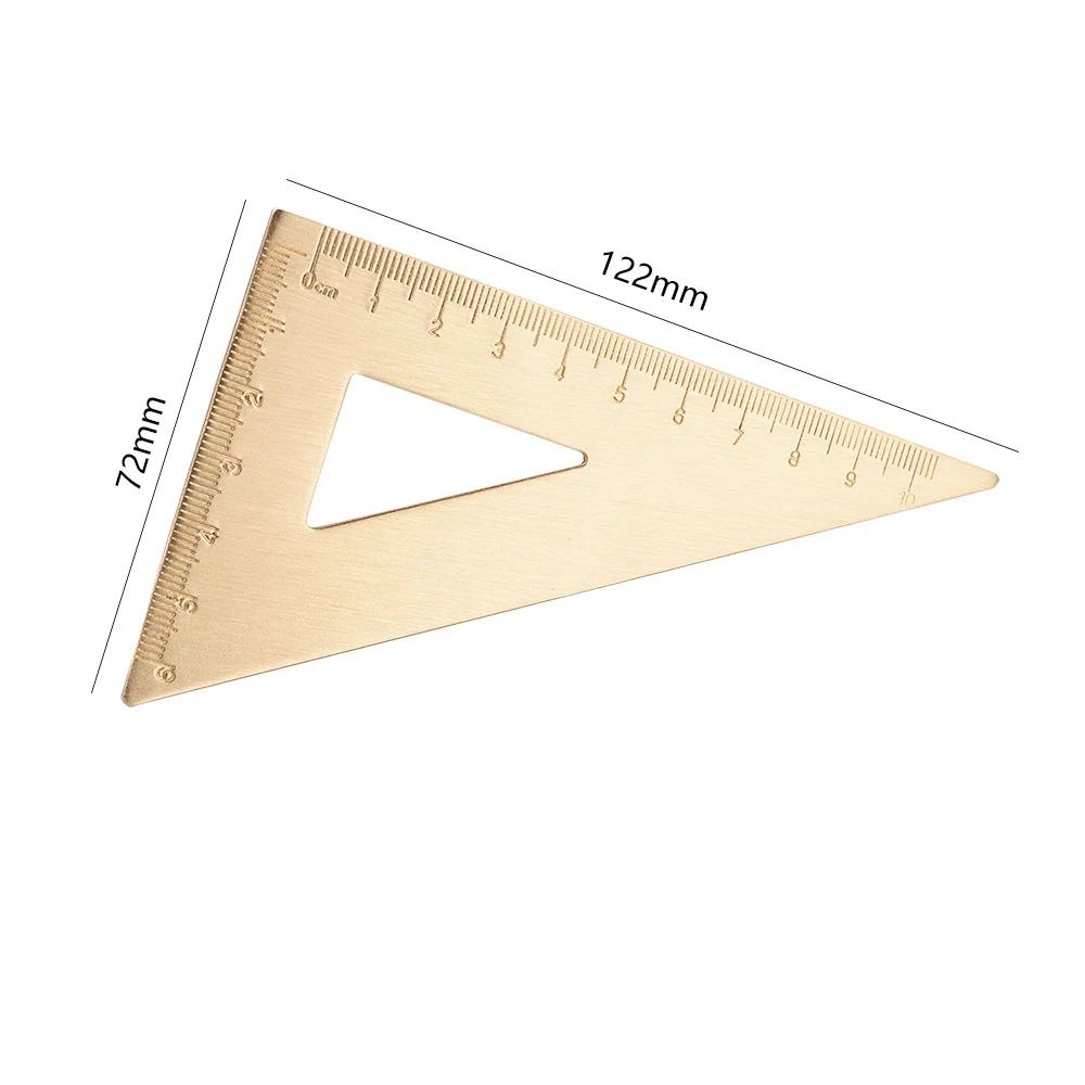 Metal Brass Straight Ruler Vintage Triangle Protractor Measuring Tool Kawaii Painting Drafting Supplies Korean Stationery Office