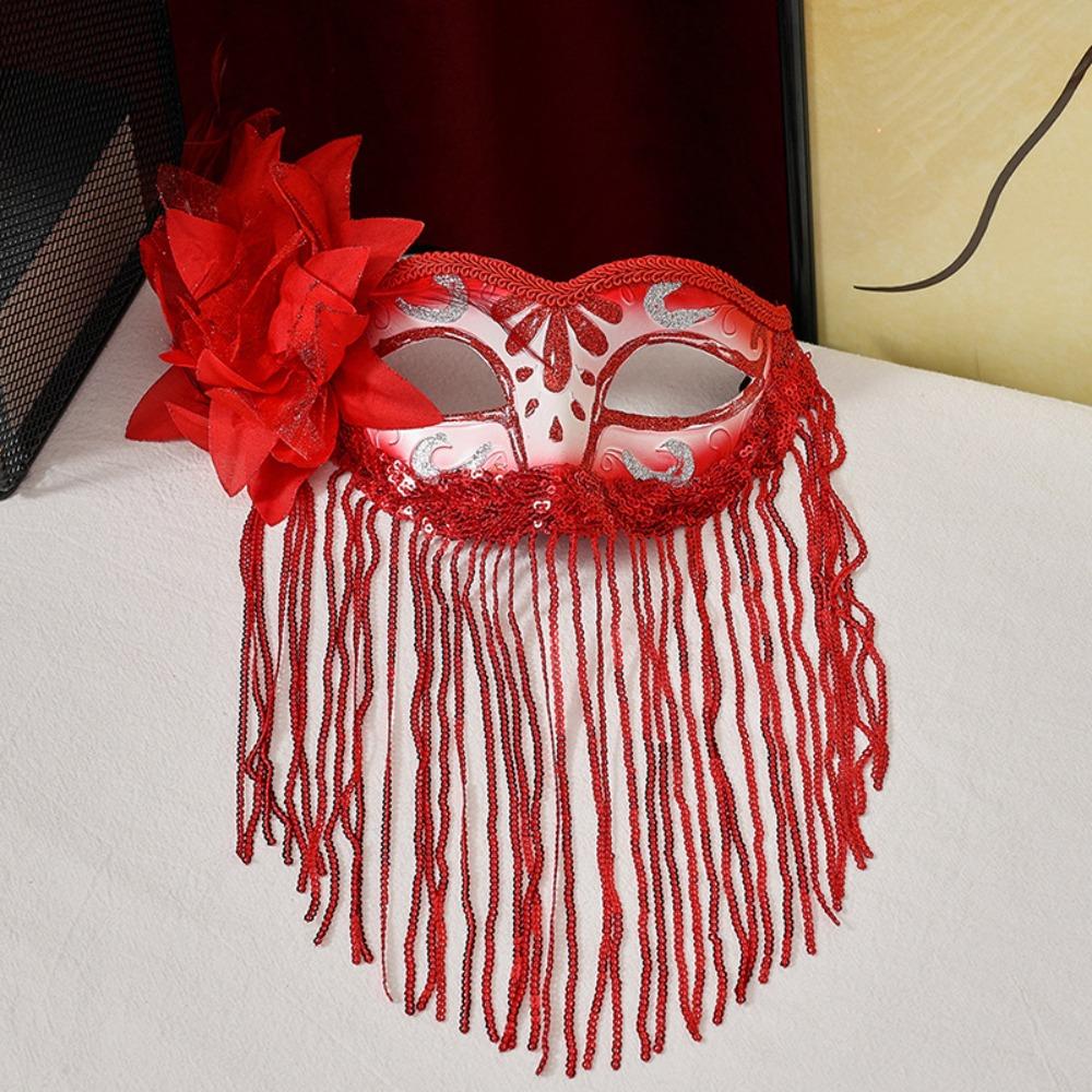 Mysterious Half Face Mask Tassel Design Party Mask Fashion Fox Mask  Masquerade