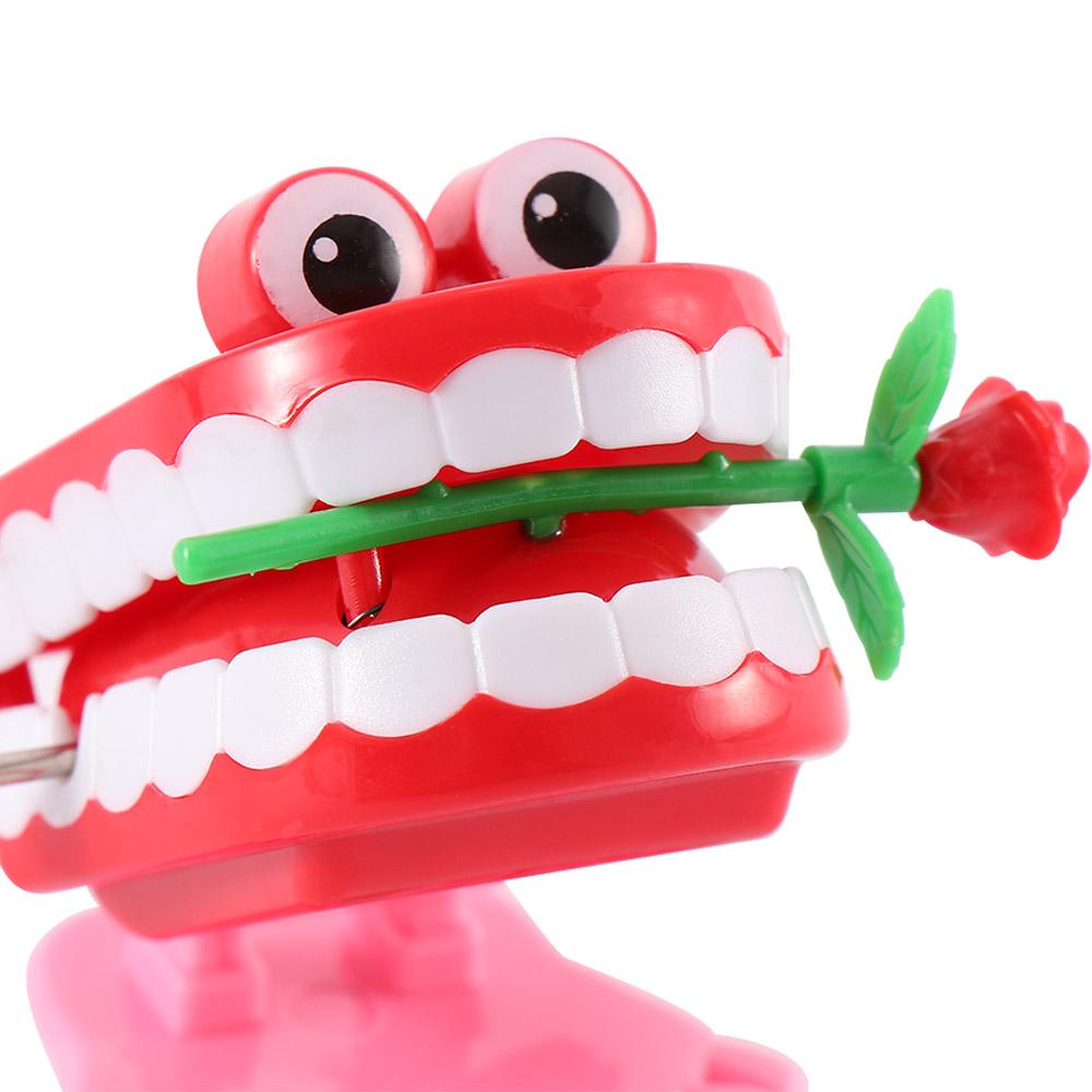 Denture Chattering Funny Plastic Walking Teeth Shape Clockwork Toy Wind Up Clockwork Toy Teeth Rose