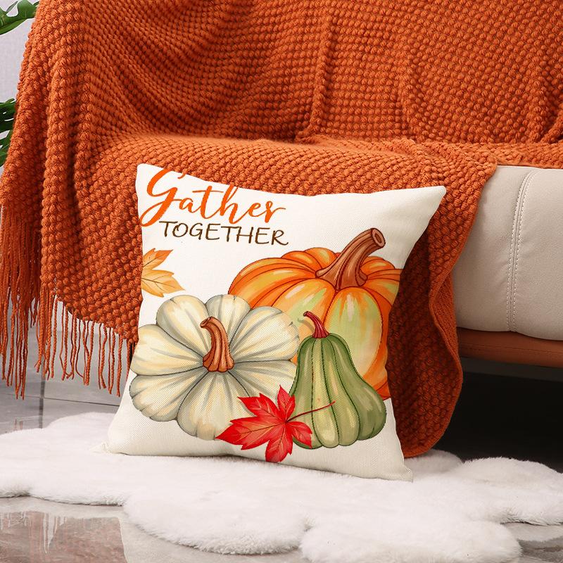 New Thanksgiving Pumpkin Pillow Case Nordic Home Decor Linen Printed Cushion Living Room Sofa Pillow