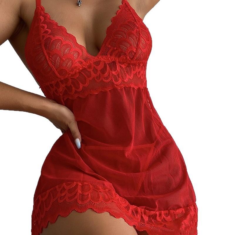 Erotic lingerie plus size lace mesh see-through suspender nightdress sexy flirty sexy lingerie home set