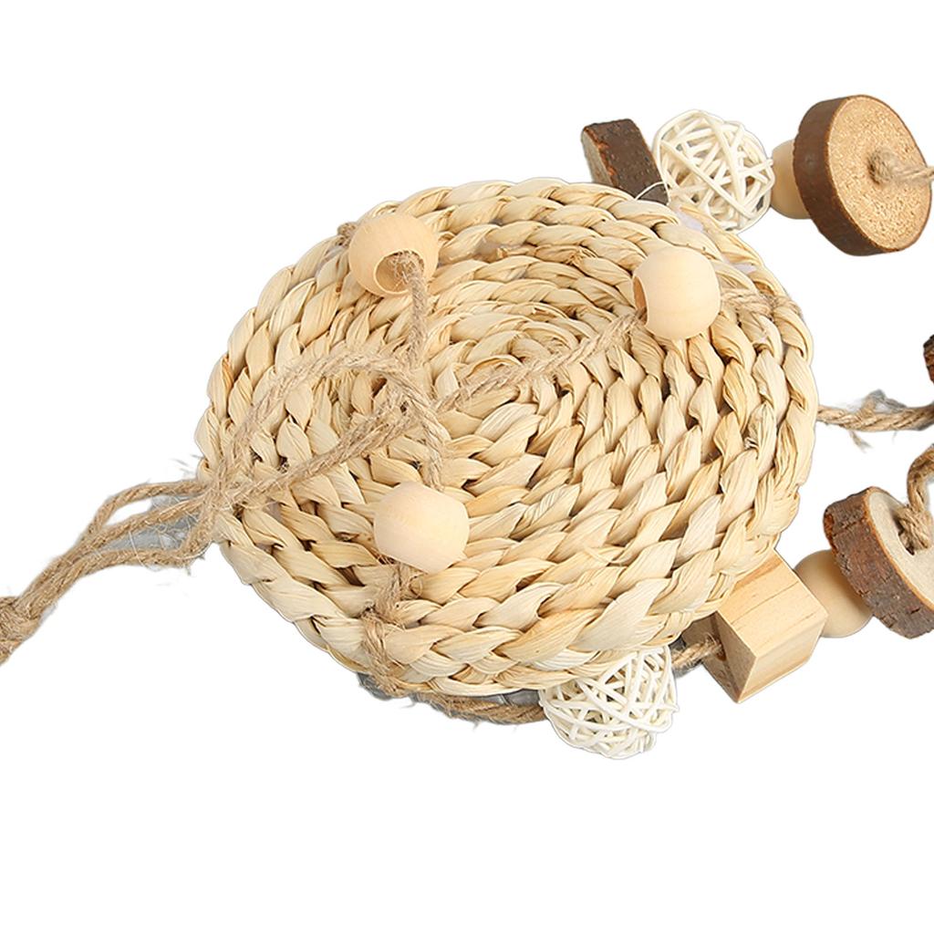Hanging Swing Toy, Bird Toy, Hanging Bird Swing, Toy with Tree , Rattan Balls, Corn Husks, Woven for Budgies,