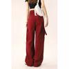 Unisex 2023 Red High-Waist Loose Wide-Leg Cuff Overalls - Niche Style