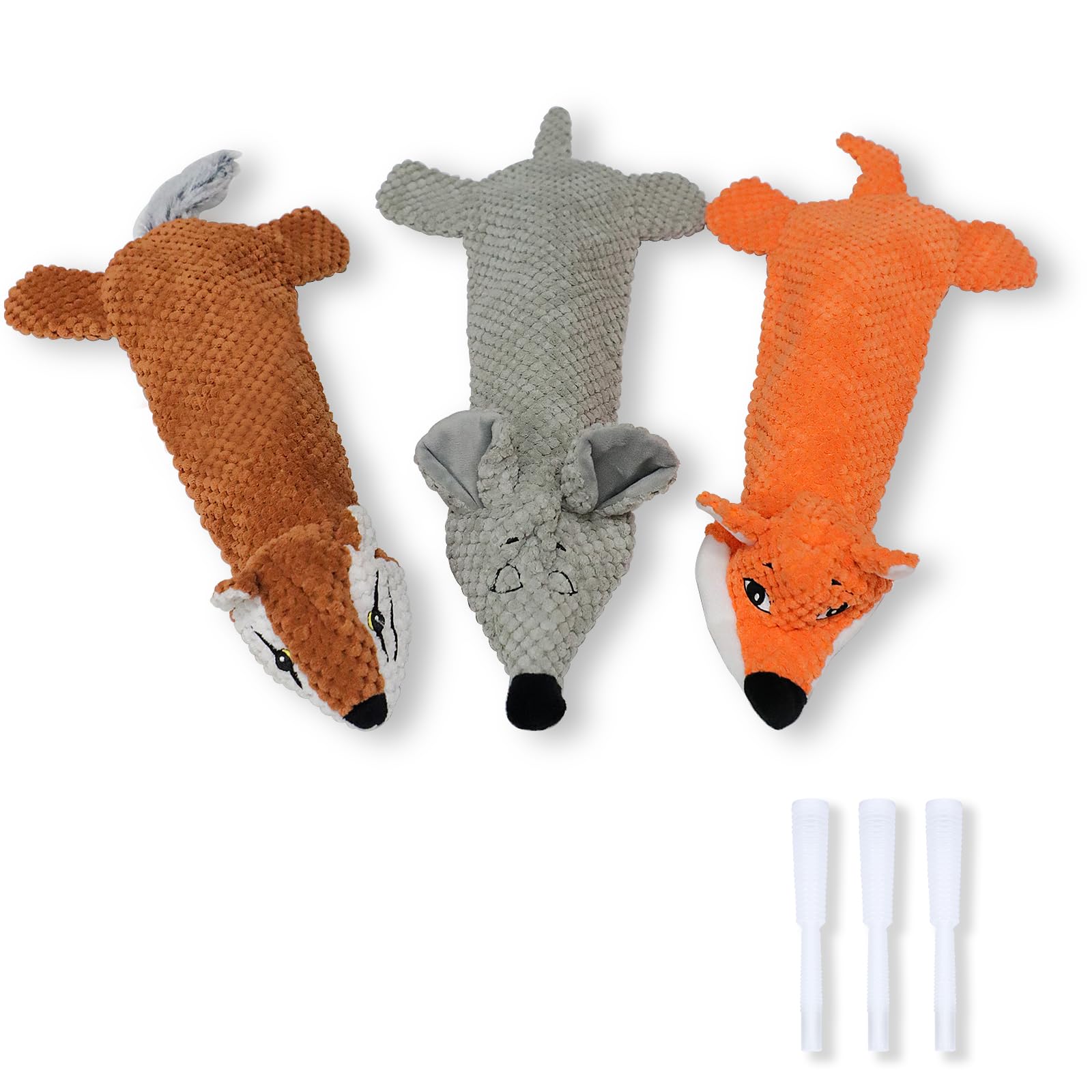 

KrauzPet Игрушка-пищалка для жевания для собак, Плюшевая игрушка из переработанной пластиковой бутылки для бросания и упражнений, Прочная плюшевая игрушка для собак, Пищащая игрушка-лиса, Игрушка, [Дизайн животного, Игрушка,