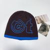 Autumn and winter new graffiti letter contrasting edge knitted cold hat vertical striped wool hat men's and women's pullovers