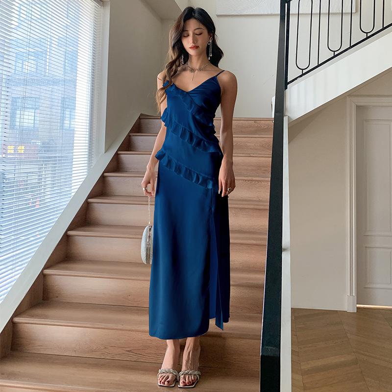 New Satin Pajamas for Women Summer Ice Silk Thin Nightgown Women's Sexy Suspender Home Wear Set