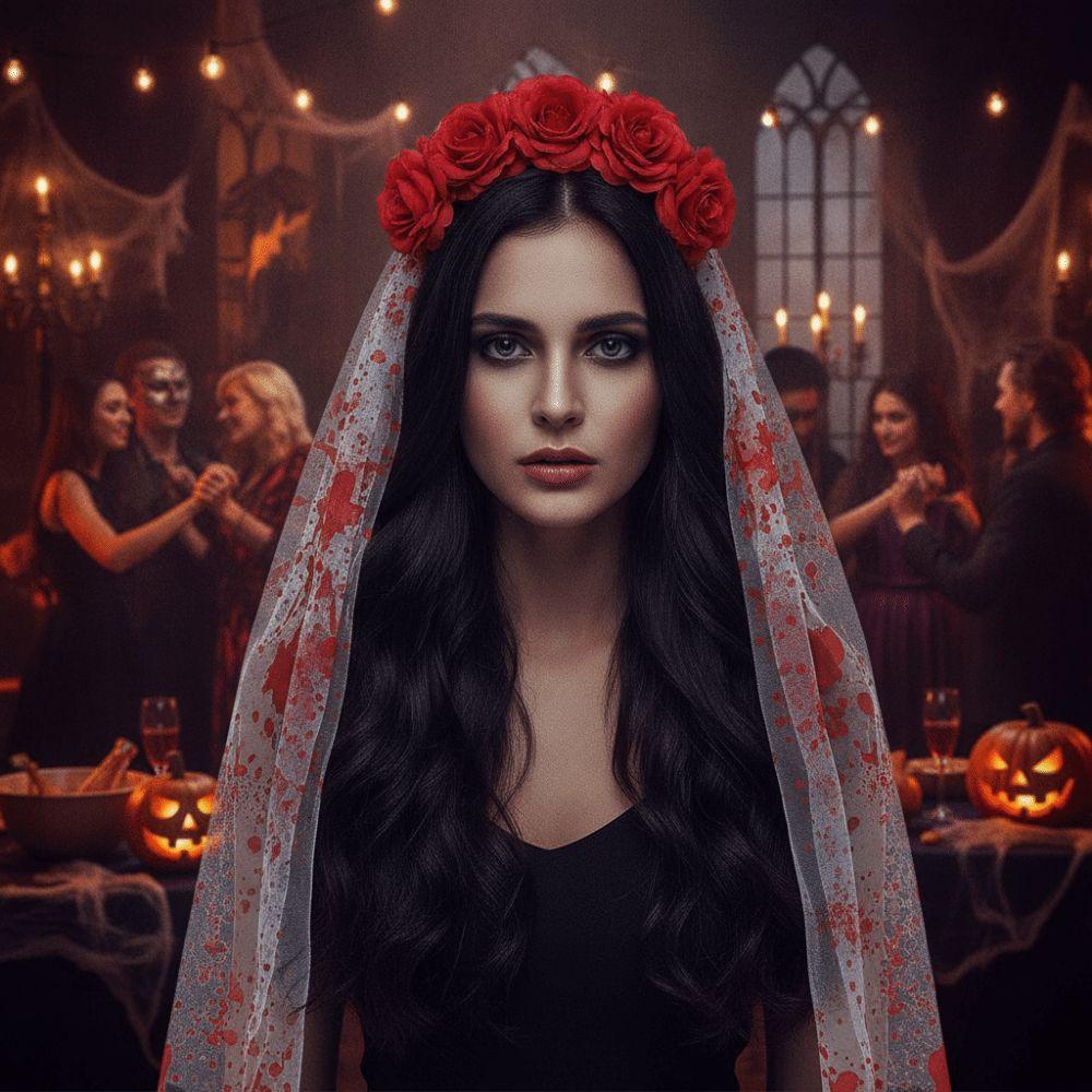 Vintage Halloween Rose Headband Gothic Style Cosplay Headdress Holiday Dress Up