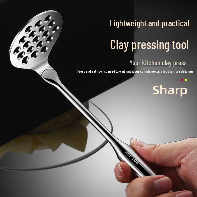304 Stainless Steel Potato Masher with Hollow Handle for Manual Use and Children's Food Preparation