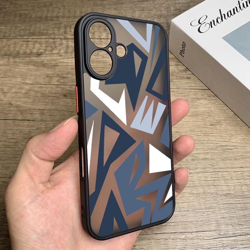 Geometric Patterned Print Case For iPhone 17 Air 16e 16 15 14 Pro Max 13 15 Pro 17 Pro 17 Shockproof Soft Edge Hard PC Matte Phone Cover