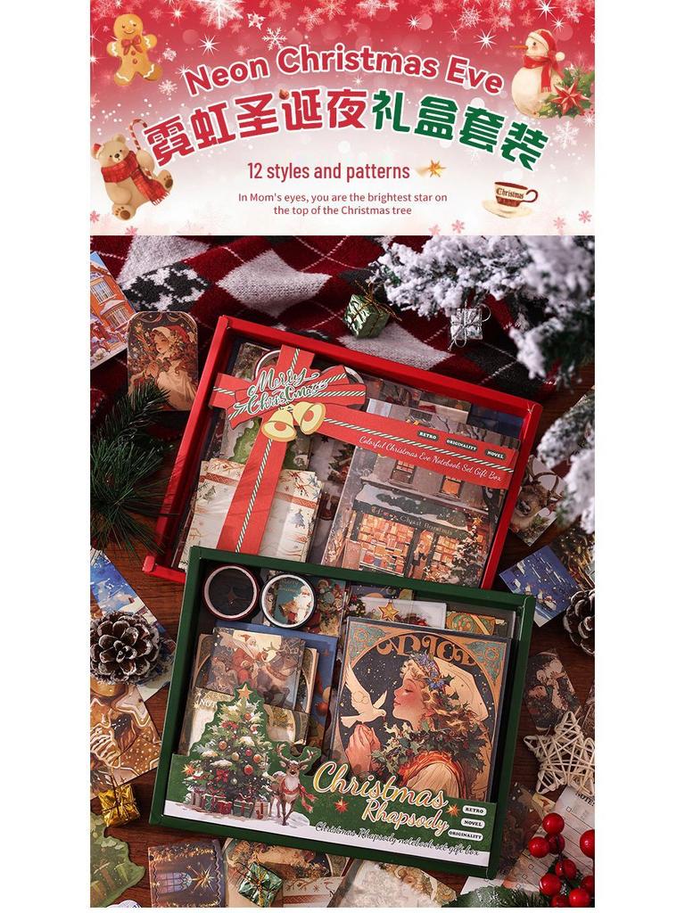 Neon Christmas Gift Box: Holiday Atmosphere Journal Sticker Set
