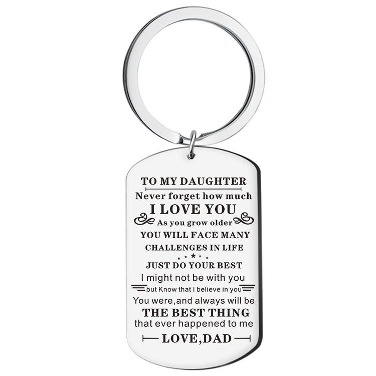 

Современный набор брелока и ожерелья из нержавеющей стали, персонализируемый подарок для родственников StyleA