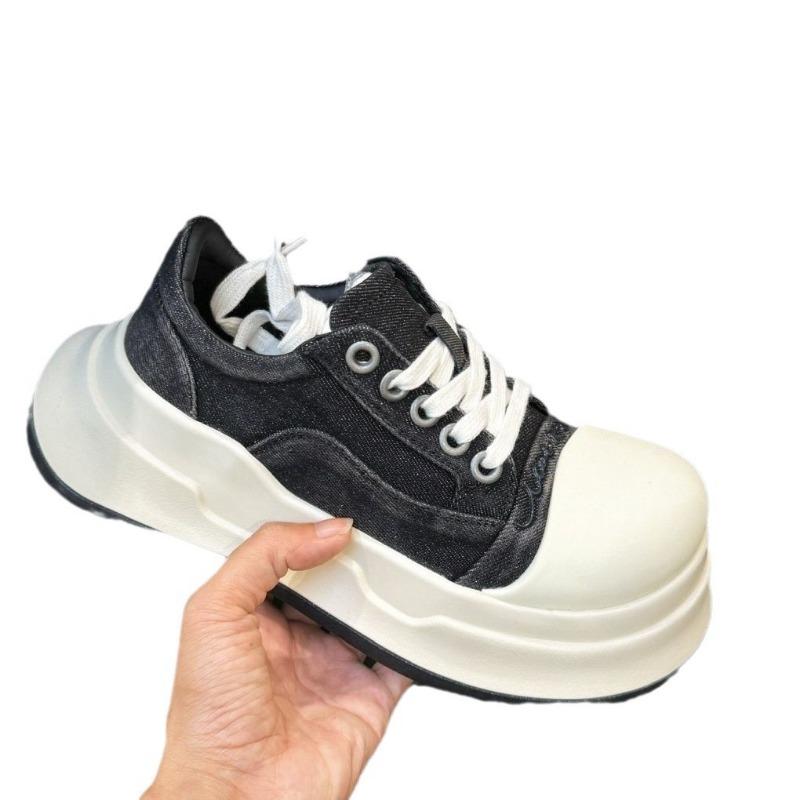 Par rund tå Mickey stort hode sko dame vår og sommer nye stygge søte canvas sko plattform høydeøkende sports- og fritidssko