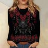 Women's Long Sleeve Halloween Printed Crewneck T-Shirt - Casual Fashion Top for