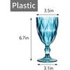 Vintage Wine Glasses Set of 4, Plastic Reusable 12 Ounce Colored Water Goblets, Unique Embossed Pattern Unbreakable Stemmed Wine Glasses, High Clear