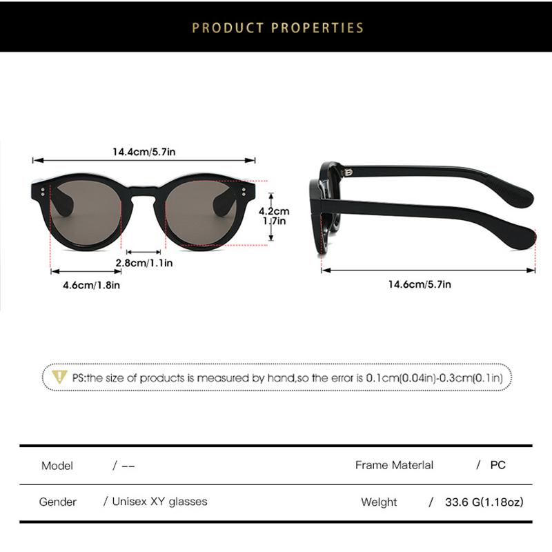Comfortable Durable High Quality Timeless Retro Edgy Punk Trendy Riveted Round Shaped Female For Both Male Sun Glasses