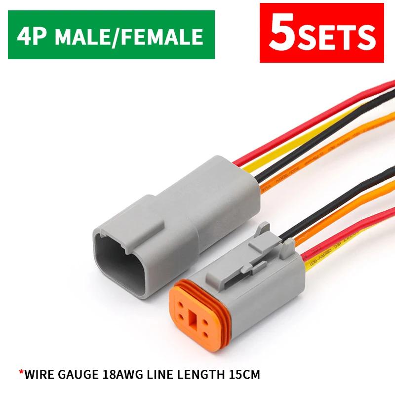 5 Sets Deutsch DT connector with 15cm Wiring harness DT06-2S/DT04-2P 2P 3P 4P 6P 8P 12P waterproof electrical connector