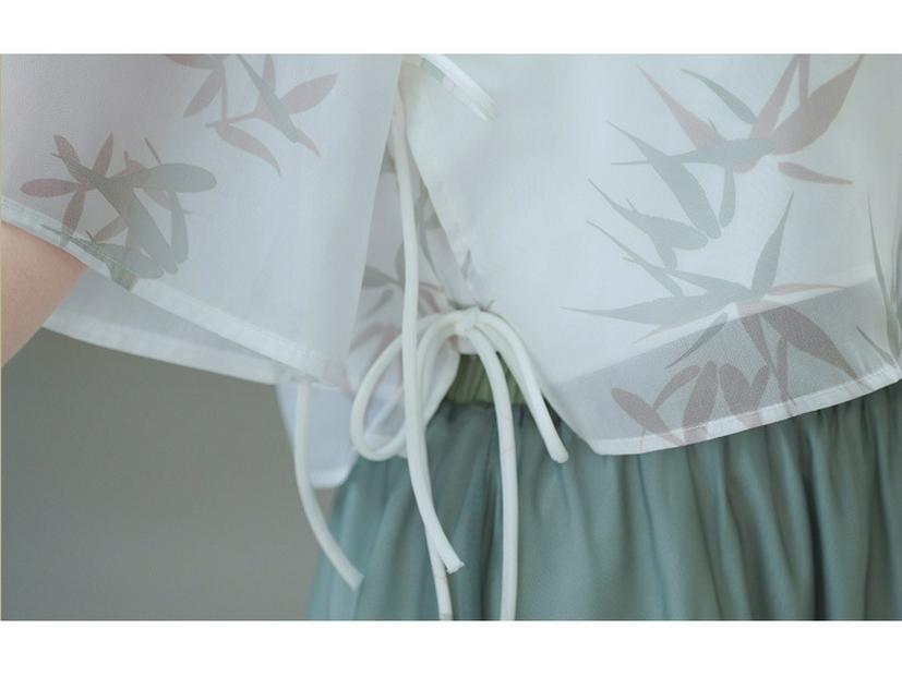 Chinese Style Retro Stand Collar Print Tang Suit Hanfu Cheongsam Top & Tea Suit Set