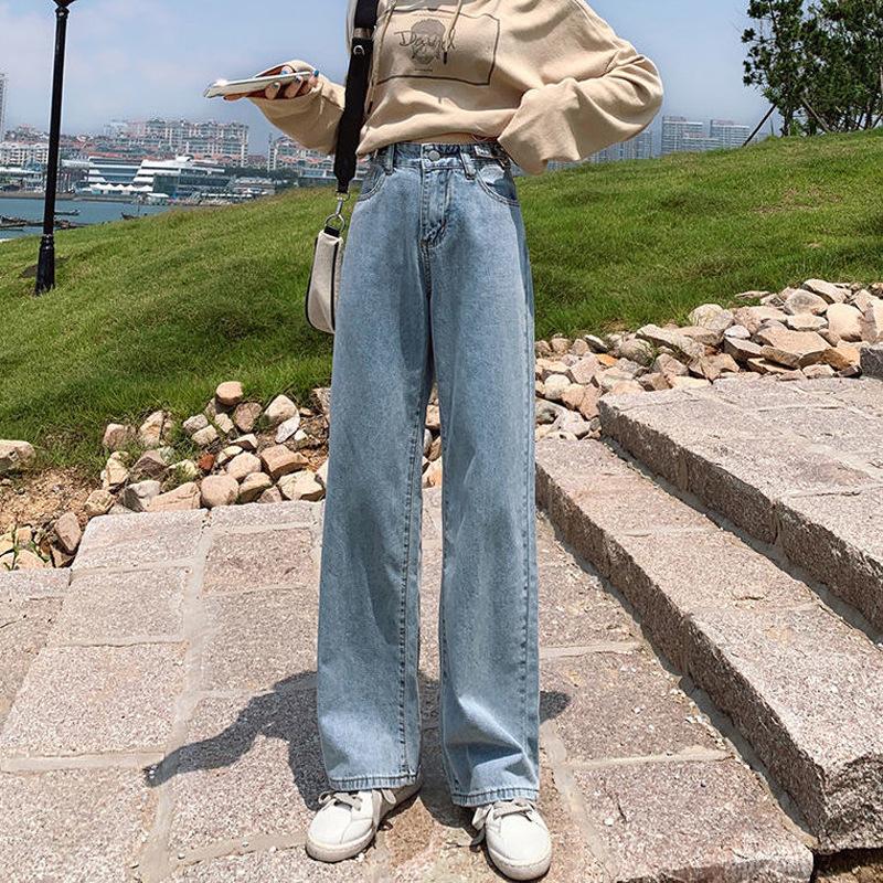 

Женские джинсы прямого кроя, брюки широкие, с высокой посадкой, джинсы галифе, повседневные джинсовые брюки 2XL светло-синий