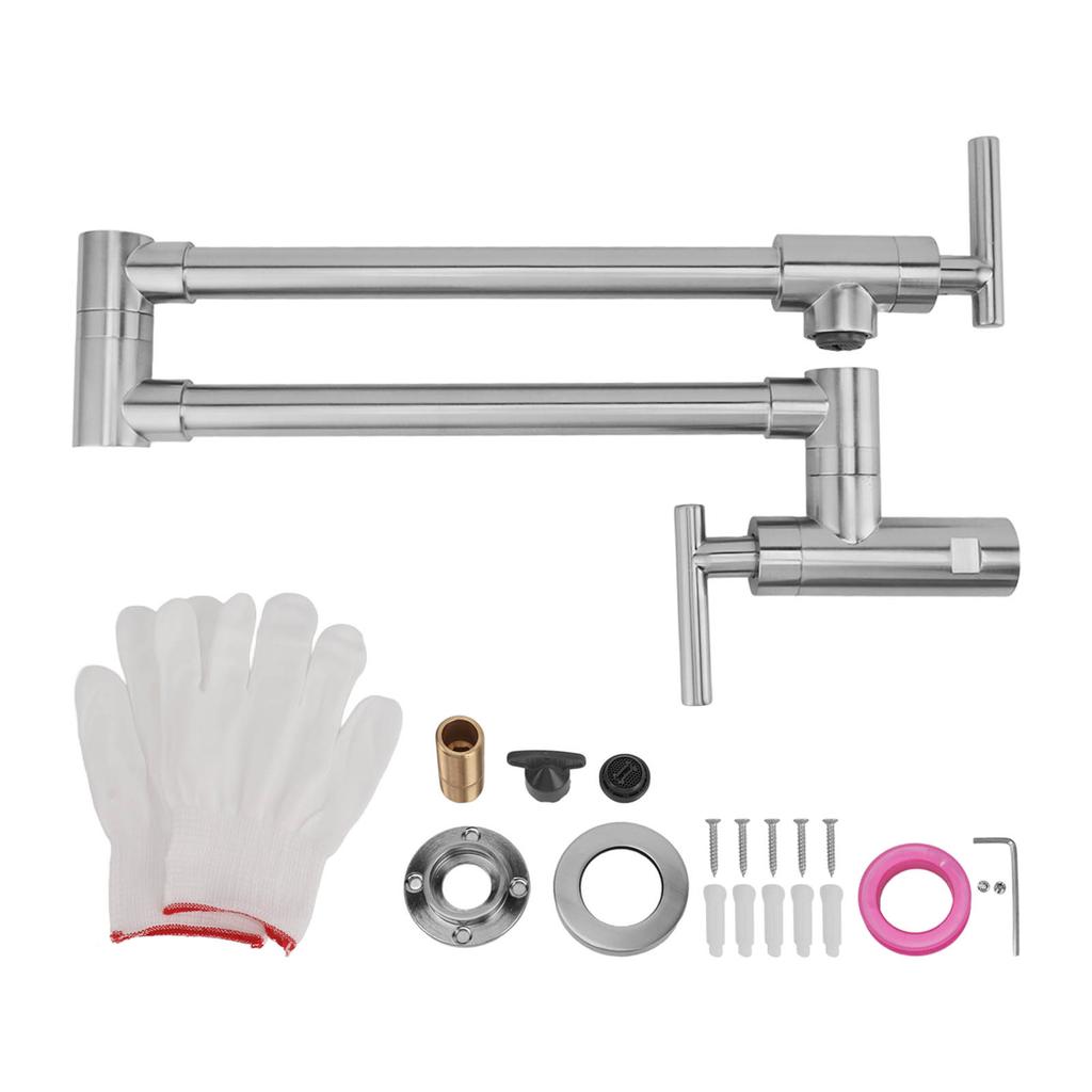 Puodo pripildymo čiaupas Varinis Sieninis Universalus Besisukantis Dviguba Rankena Sulankstomas Čiaupas Tik Šaltas