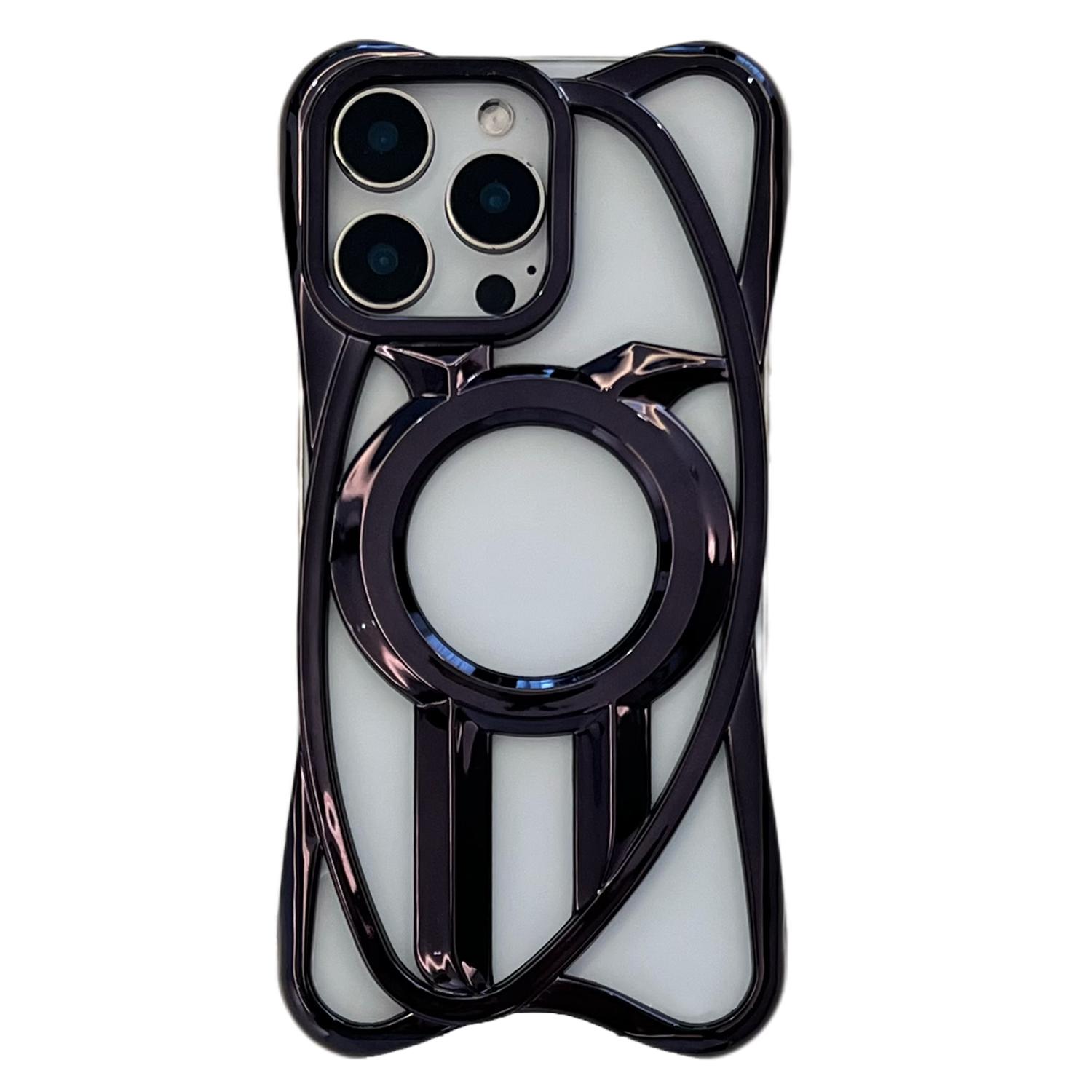 For iPhone 16 Pro Case Compatible with MagSafe Frameless Electroplated Hollow Design TPU Phone Cover A