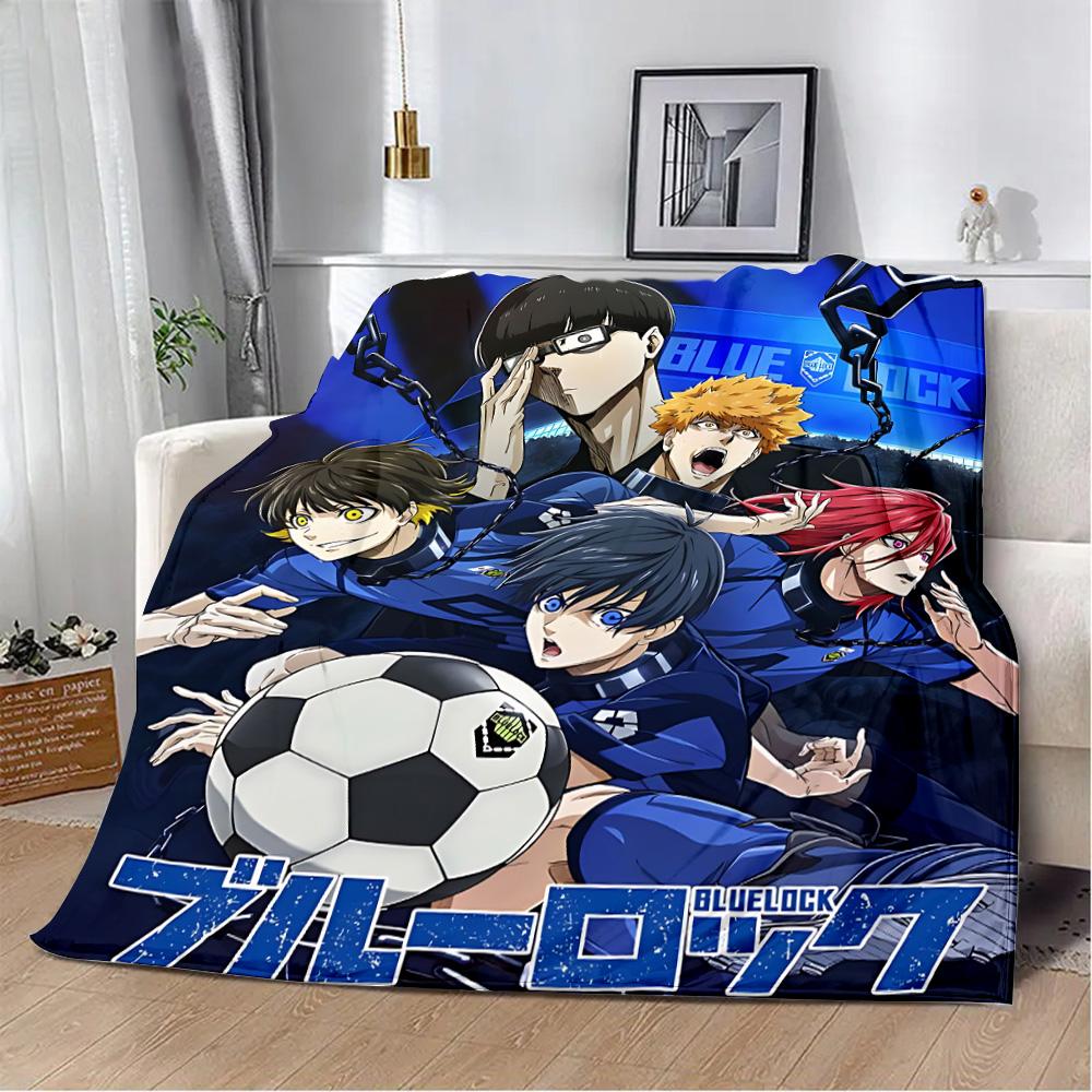 Koc z nadrukiem anime Blue Lock Japonia Koc piknikowy Ciepły koc Miękki i wygodny koc Dom Podróż Prezent urodzinowy