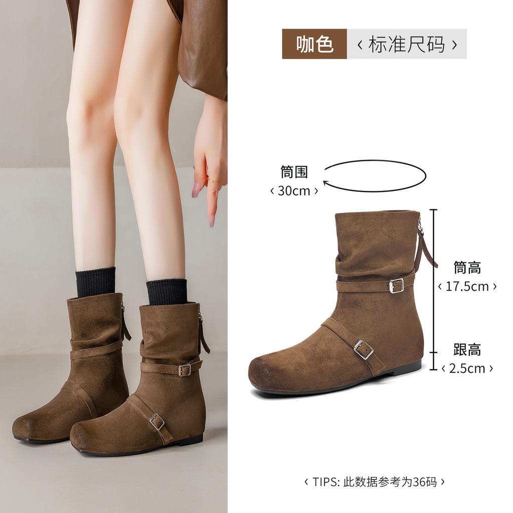 Platform short boots New autumn and winter Maillard boots Soft sole retro slim Martin boots